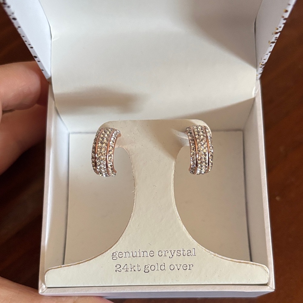 Gold and Crystal Studded Hoop Earrings